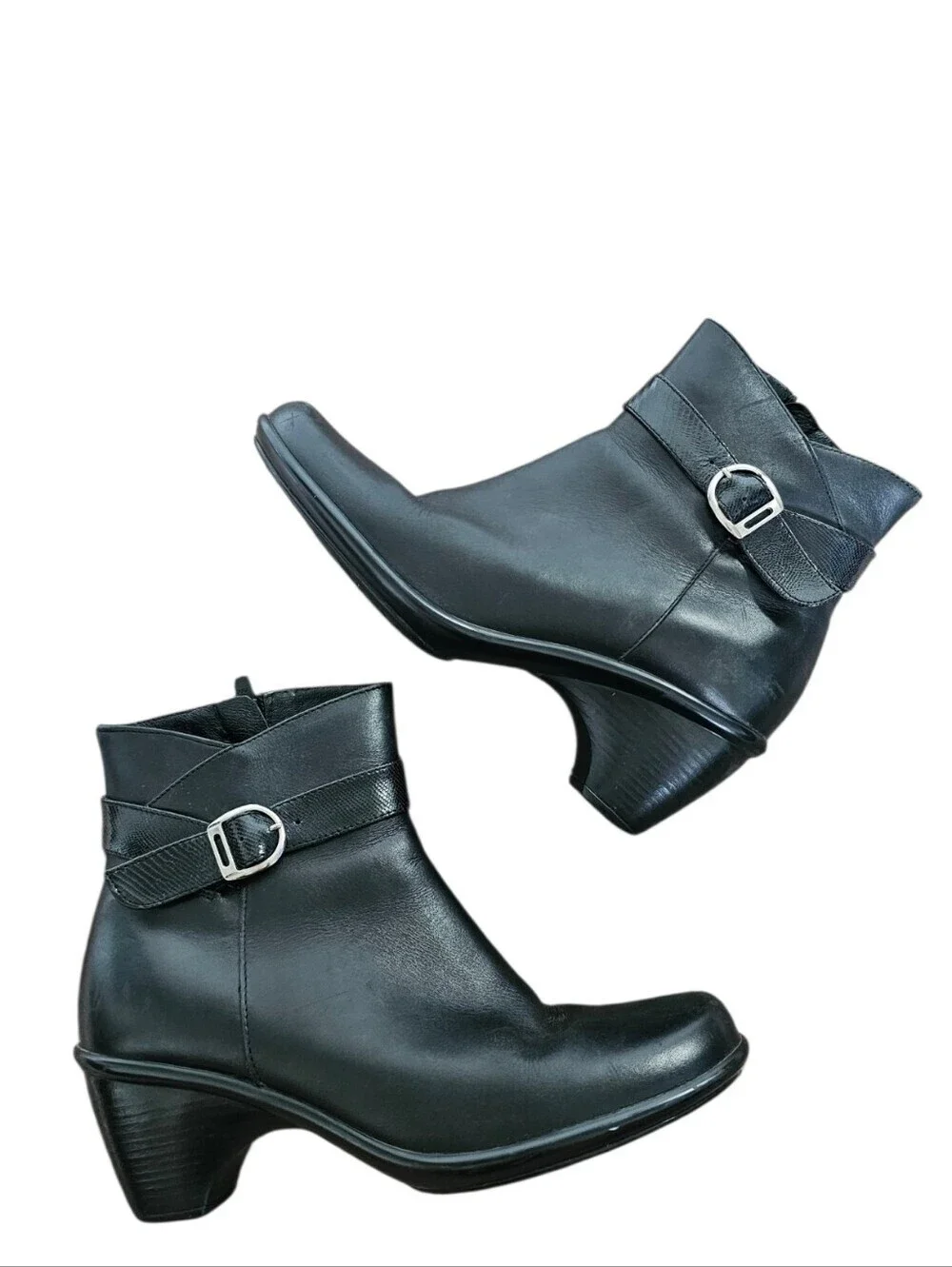 Dansko Black Leather Ankle Boots with Buckle Strap Size EU 39